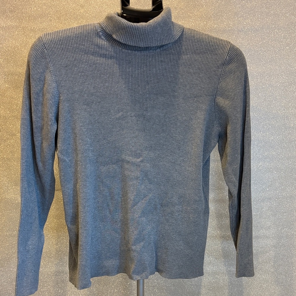 Coldwater Creek Women's Gray Ribbed Turtleneck Sweater